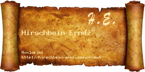 Hirschbein Ernő névjegykártya